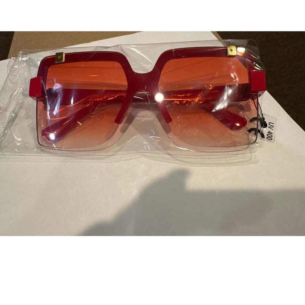 Women's RED Fashion Shield Sunglasses UV400 Protection NewRed